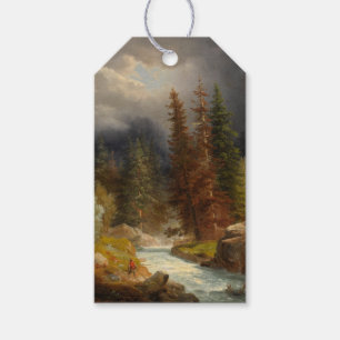 Étiquettes-cadeau Randonnée à côté d'une rivière torrentielle