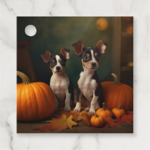 Étiquettes Cadeau Rat Terrier Chiot Automne Citrouille délice