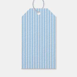 Étiquettes-cadeau Rayures Classiques Blanc - Bleu Bébé