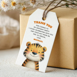 Étiquettes-cadeau Rayures de Tigre Mignon Safari 1er Anniversaire Me
