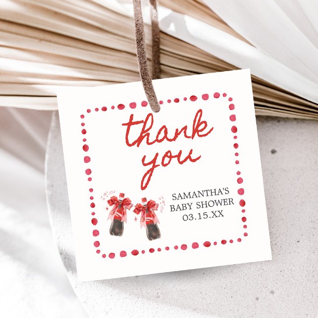 Étiquettes Cadeau Ready to Pop Baby Shower  (She's Ready to Pop Cola Baby Shower Favor Tags )