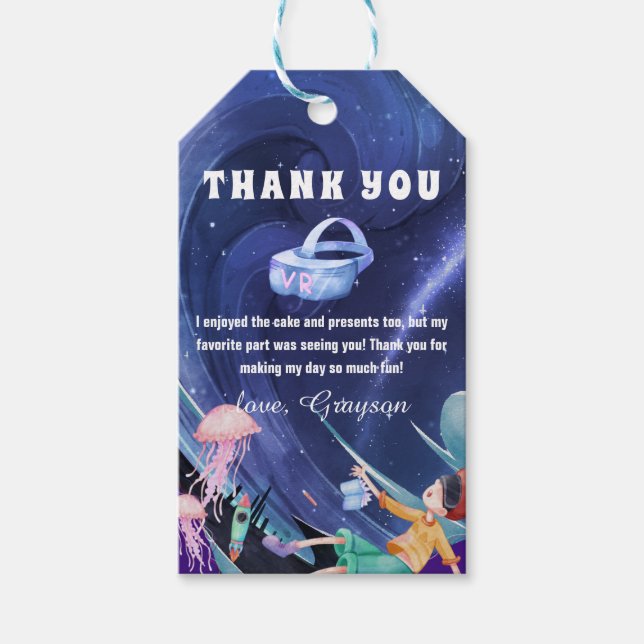 Étiquettes-cadeau Réalité virtuelle Anniversaire Merci Favoriser la  (Devant)