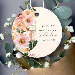 Étiquettes Cadeau Réception de mariage moderne rose floral avec brun
