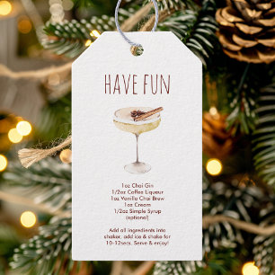 Étiquettes-cadeau "Recette Chai Gin   Cocktail Festive Holiday