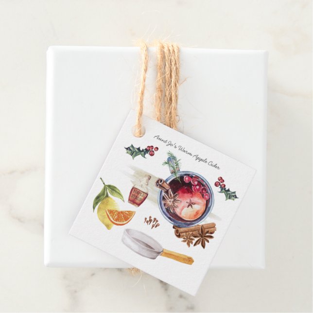 Étiquettes Cadeau Recette de cidre d'Apple | Balise Fête (En situation)