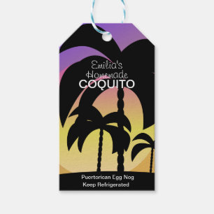 Étiquettes-cadeau Recette de Coquito Tropical Boisson Lait de Coco a