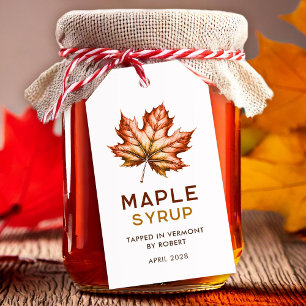 Étiquettes-cadeau Recette de sirop d'érable maison avec des feuilles