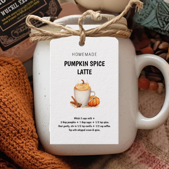 Étiquettes-cadeau Recette Latte épice citrouille Automne & Thanksgiv (Créateur téléchargé)