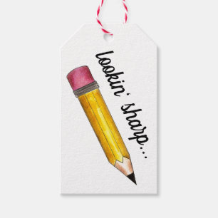 Étiquettes-cadeau Recherche dans l'écriture de l'école de crayon jau