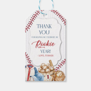 Étiquettes-cadeau Recrue de l'année, Anniversaire de baseball, Un