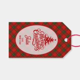 Étiquettes-cadeau Red and Green Plaid Christmas