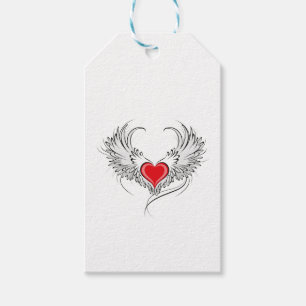 Étiquettes-cadeau Red Angel Coeur avec ailes