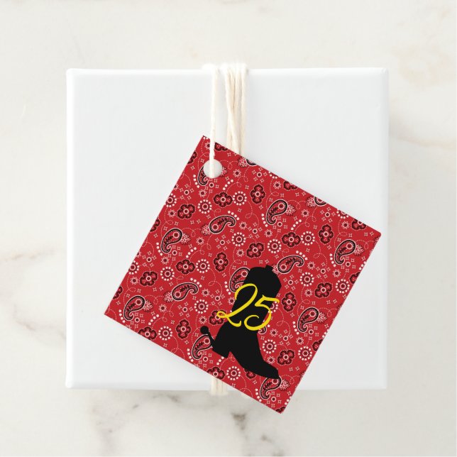 Étiquettes Cadeau Red Bandana Western Cowboy Boot Spire AGE Fun (En situation)