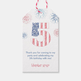 Étiquettes-cadeau Red Blue Firecracker 5th Birthday Party Favoriser 