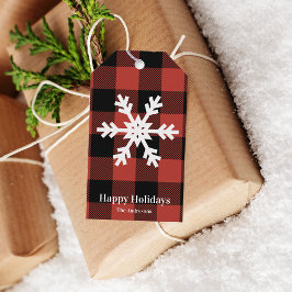 Étiquettes-cadeau Red Buffalo Plaid & Snowflake | Joyeuses fêtes