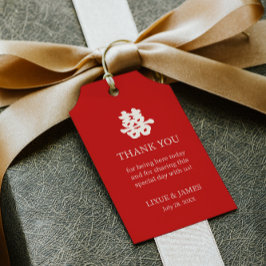 Étiquettes-cadeau Red Double Bonheur chinois calligraphie asiatique