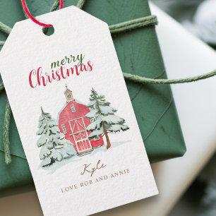 Étiquettes-cadeau Red Grange Winter Woodland Vintage Joyeux Noël