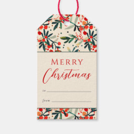 Étiquettes-cadeau Red Holly Berries Joyeux Noël