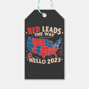 Étiquettes-cadeau Red mène la voie Bonjour 2025 Inauguration Trump