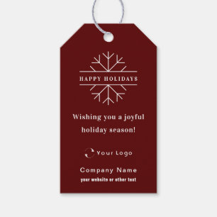 Étiquettes-cadeau Red Modern Christmas Business Logo QR code Chic