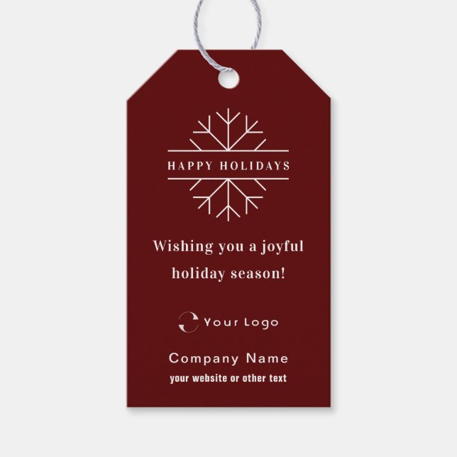Étiquettes-cadeau Red Modern Christmas Business Logo QR code Chic (Devant)