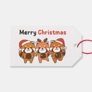 Étiquettes-cadeau Red Panda Noël Red Pandas Joyeux Noël Gif