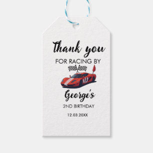 Étiquettes-cadeau Red Race Car Ricing par Anniversaire