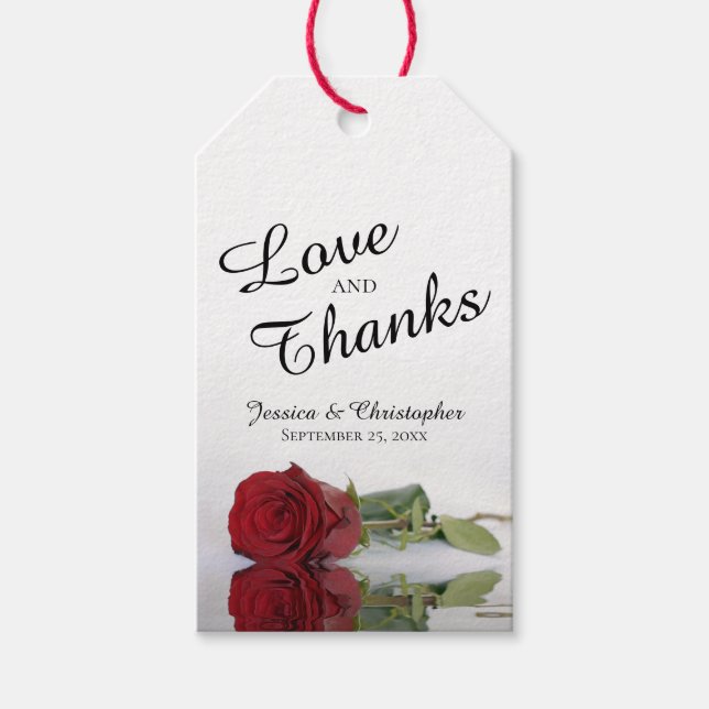 Étiquettes-cadeau Red Rose Réflexions Amour & Merci Mariage (Devant)