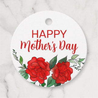 Étiquettes Cadeau Red Roses Floral Bonne fête des mères