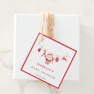 Étiquettes Cadeau Red Santa Baby Christmas Baby Shower Favor Tags