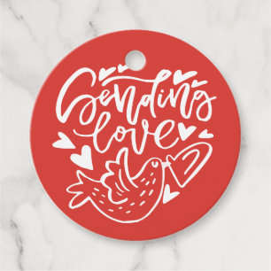 Étiquettes Cadeau Red Sending Love Calligraphie Saint Valentin