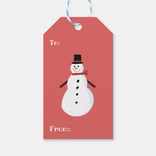 Étiquettes-cadeau Red Snowman de (Devant)