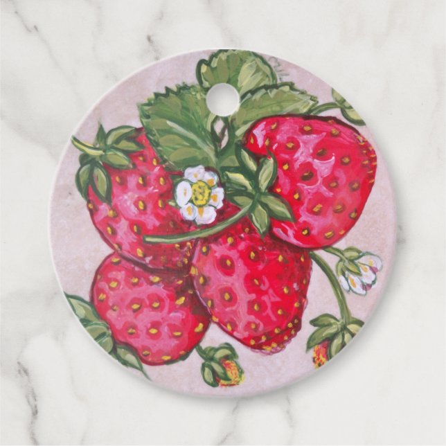 Étiquettes Cadeau Red Strawberry Art Personnaliser Produire Jam Food (Devant)