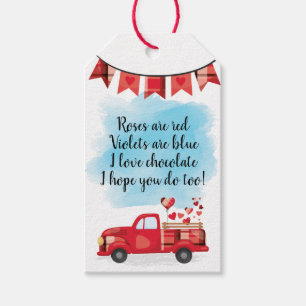 Étiquettes-cadeau Red Truck Valentine's Day Poem Favoriser les étiqu