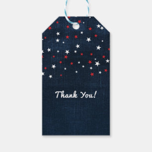 Étiquettes-cadeau Red White & Blue Stars Denim Party Favoriser