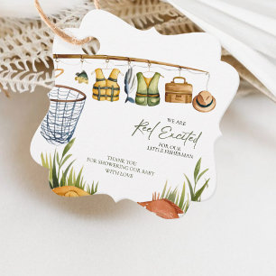 Étiquettes Cadeau Reel Excité Baby shower de pêche Merci