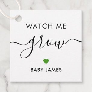 Étiquettes Cadeau Regarde-moi grandir, Baby shower Plante, vert