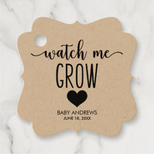 Étiquettes Cadeau Regardez-moi grandir Baby shower Kraft Succulent