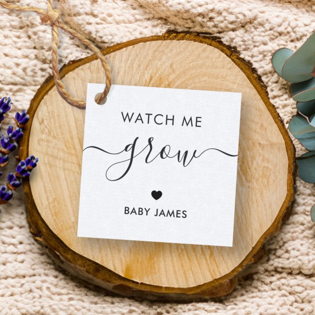 Étiquettes Cadeau Regardez-moi grandir, Baby shower Plante, Kraft (Créateur téléchargé)
