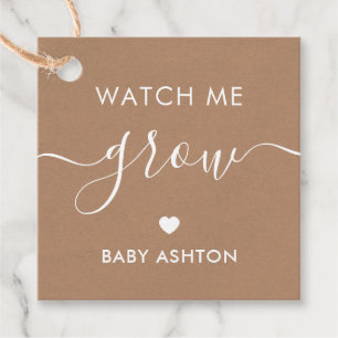 Étiquettes Cadeau Regardez-moi grandir, Baby shower Plante, Kraft