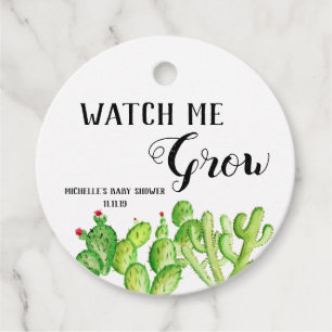 Étiquettes Cadeau Regardez-moi Grandir Cactus Cactus Baby shower Fav