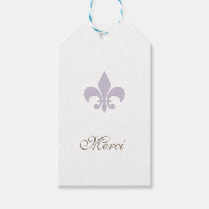 Étiquettes-cadeau Regency Purple French Fleur de Lis Merci Mariage