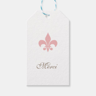 Étiquettes-cadeau Regency rose Fleur de Lis Merci Mariage