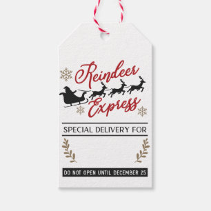 Étiquettes-cadeau Reindeer Express Livraison par la poste Noël Père