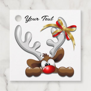 Étiquettes Cadeau Reindeer Puzzled drôle Caractère de Noël