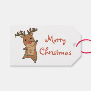 Étiquettes-cadeau Reindeer Rudolf Fairy Lights Sweet Truck