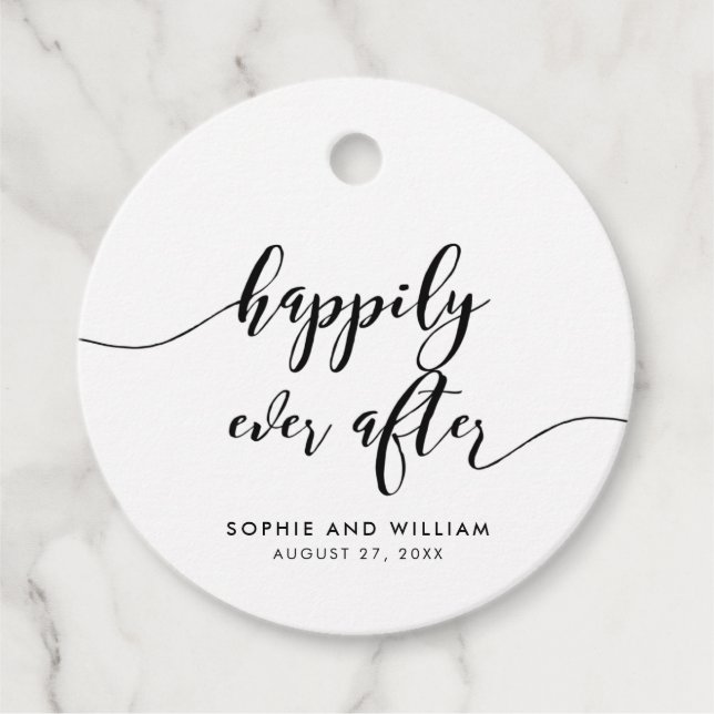 Étiquettes Cadeau Relax Script Happy Jamais Après Mariage (Devant)