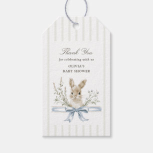 Étiquettes-cadeau Remerciement Baby Shower Bunny Blue Bow