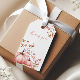 Étiquettes-cadeau Remerciement Baby Shower Citrouille Rouge Automne 