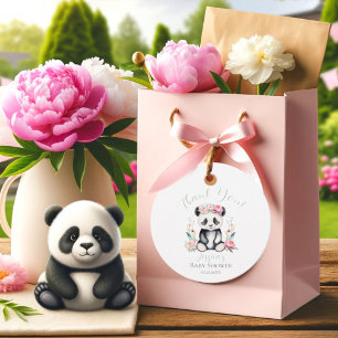 Étiquettes Cadeau Remerciement Baby Shower Panda Bébé Pivoines Jungl